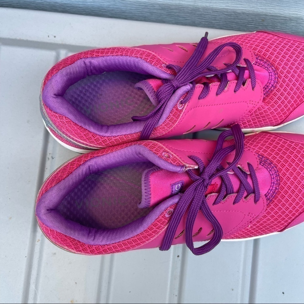 Vionic Benture Sneakers Fuchsia Pink Lace Up Comfort Shoes Mesh Leather Size 11 - Picture 9 of 13